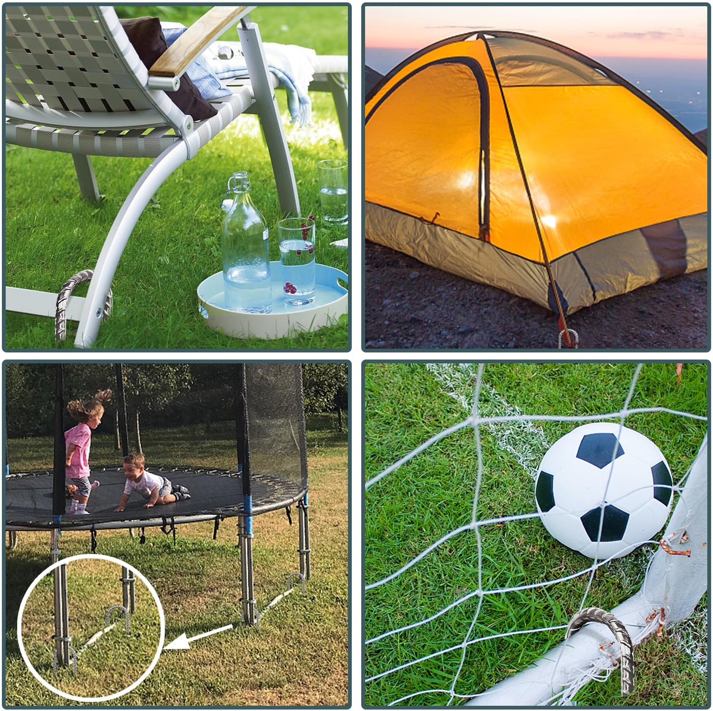 Eurmax USA 12" Windproof Trampoline Stakes,Rust-Proof Galvanized Steel U-Shape Ground Anchor,Commercial Tent Stakes for High Winds,Secure Anti-Flip Tie Down for Soccer Goals,Swing Sets,Fences&Playsets