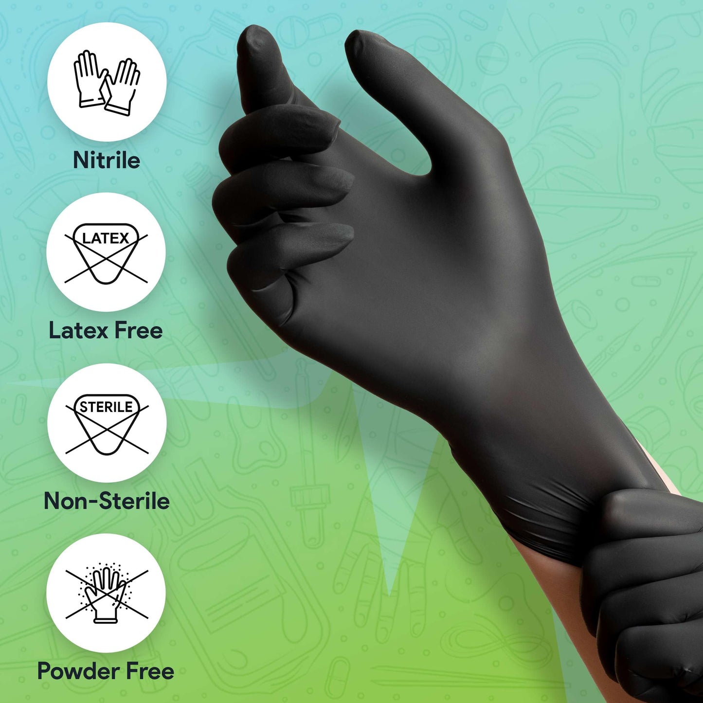 Black Nitrile Gloves Large, Case of 1000-3 Mil Disposable Rubber Gloves, Latex-Free, Powder-Free - Medical Exam Grade for Food Prep, Cleaning, Lab Use - Textured Grip - Click-Medical