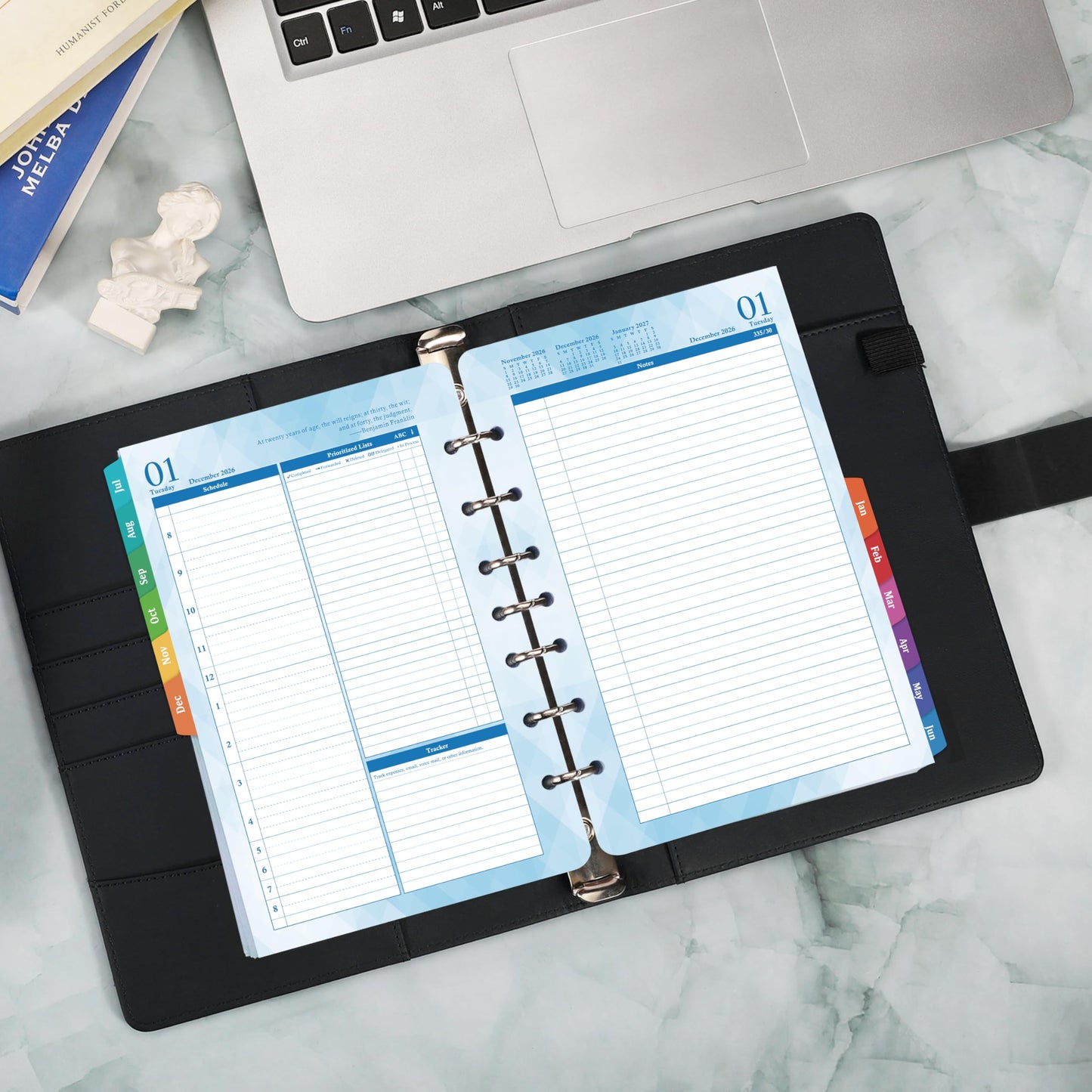 2026-2027 Planner Refills – Jul 2026 - Jun 2027, Two Pages Per Day Daily ＆ Monthly Planner 2026-2027, 5.5" x 8.4" Ring-Bound Organizer, Tabs, Quotes, Prioritized Task, Daily Tracker/Notes, Appointment Schedule