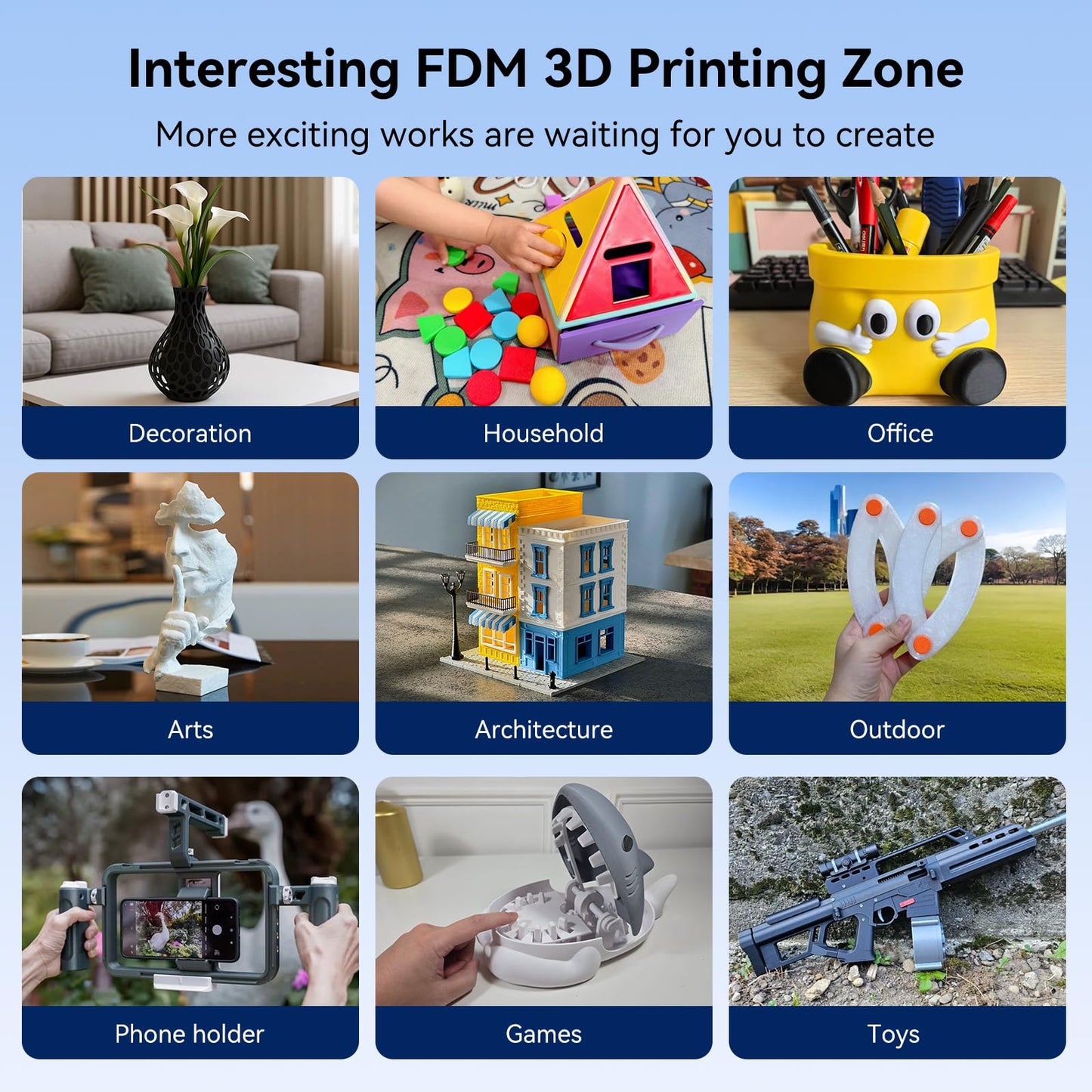 Kingroon Blue PLA Filament 1.75mm 1kg，Easy to Print & Helps Reduce Clogging, High Precision ±0.03mm for Most FDM Printers，Light Blue