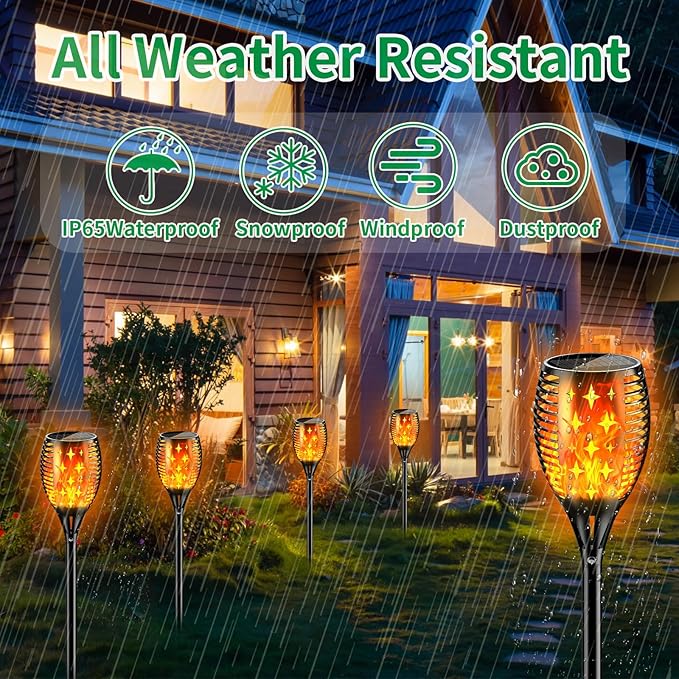 YoungPower Solar Outdoor Torch Lights Flicking Flame,Outdoor 43" Large Landscape Lighting Outdoor Path Lights Waterproof Flame for Garden Yard Patio, 4 Pack