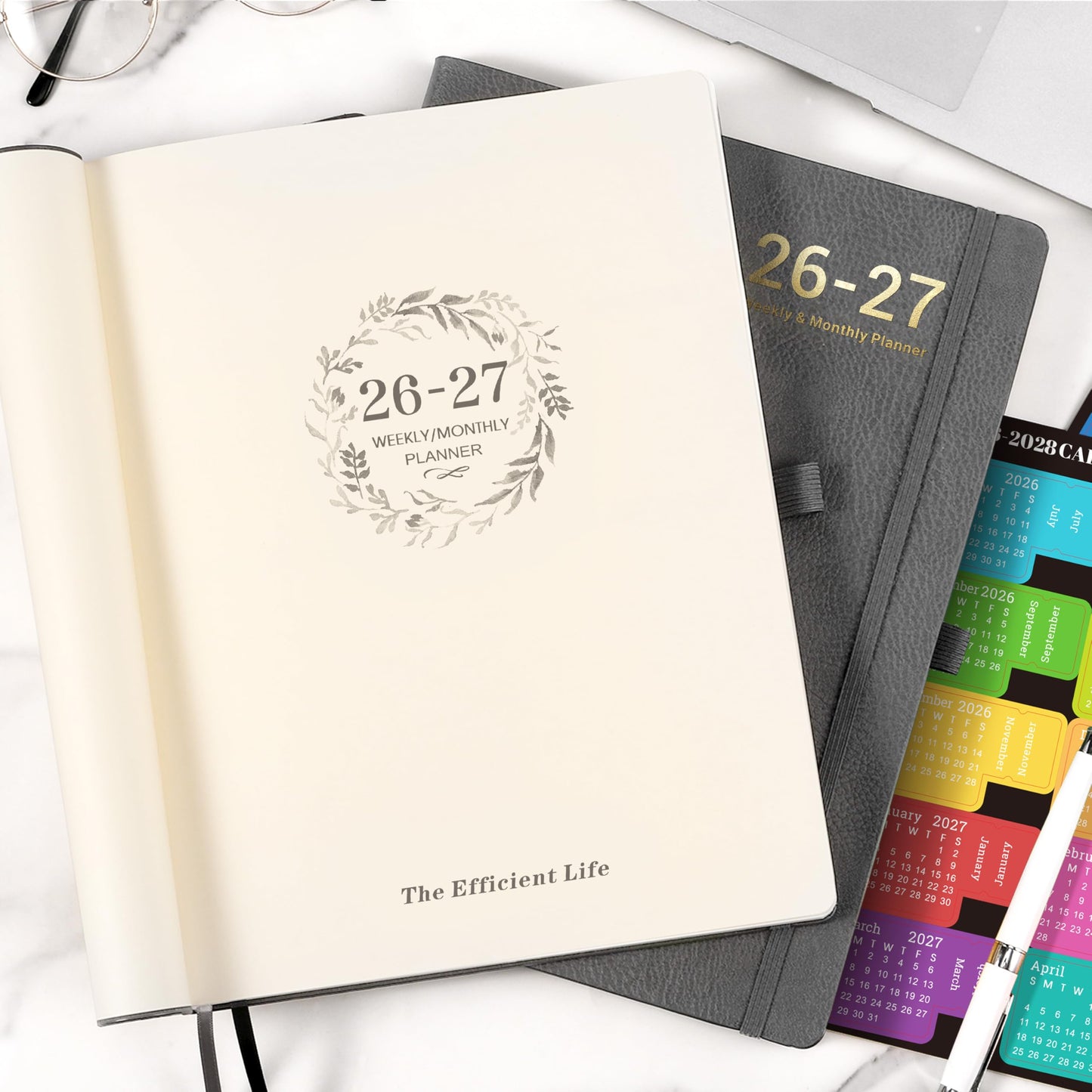 Planner 2026-2027 - Planner Weekly and Monthly 2026-2027, Jul 2026 - Jun. 2027, 8.5" x 11", Academic Calendar, Leather Cover Planners with Thick Paper, Back Pocket with Notes Pages - Grey