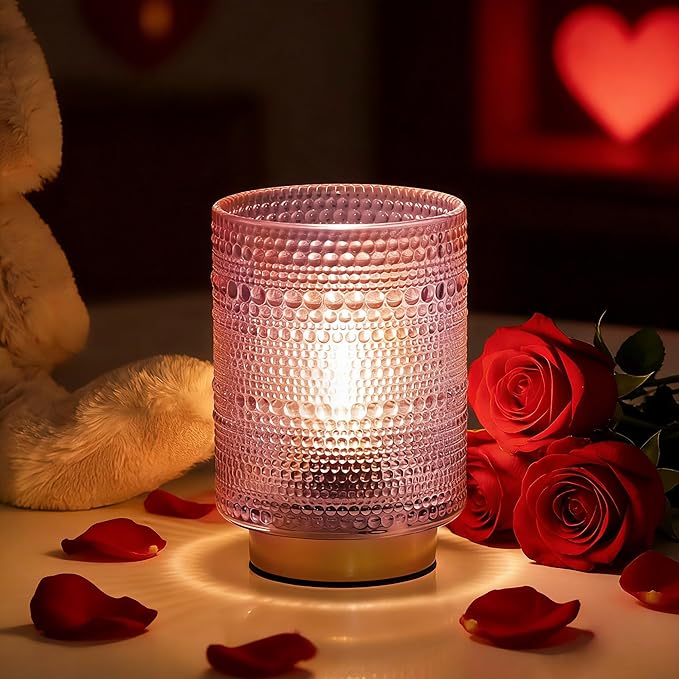 Battery Operated Decorative Lamp with Timer, Small Cozy Ambience Lamps for Shelf/Bedside/Table Decor, Cordless Table Lamp with LED Bulb for Girls Room/Dorm/Office Desk/Cubicle/Bathroom Decor-PINK