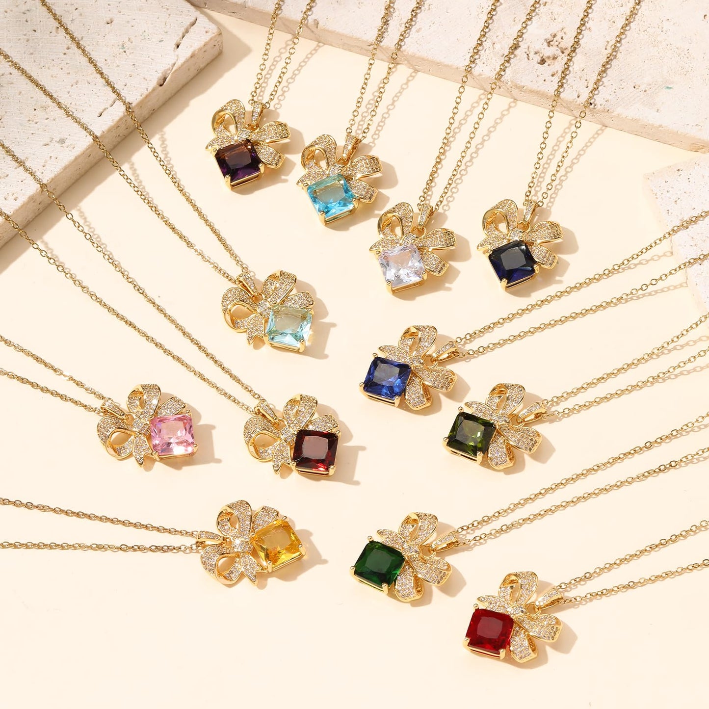 crataly Red Square Ruby Necklaces for Women-Gold Plated July Birthstone Vintage Necklace For Valentines Day Mother's Day Christmas Birthday Gifts