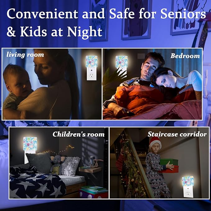 Colorful Turtle Night Light, Plug-into Wall Sea Nightlight Lamp with Dusk to Dawn Sensor, Led Lamp 0.5W Energy Efficient for Boys Girls Adults Home Decor