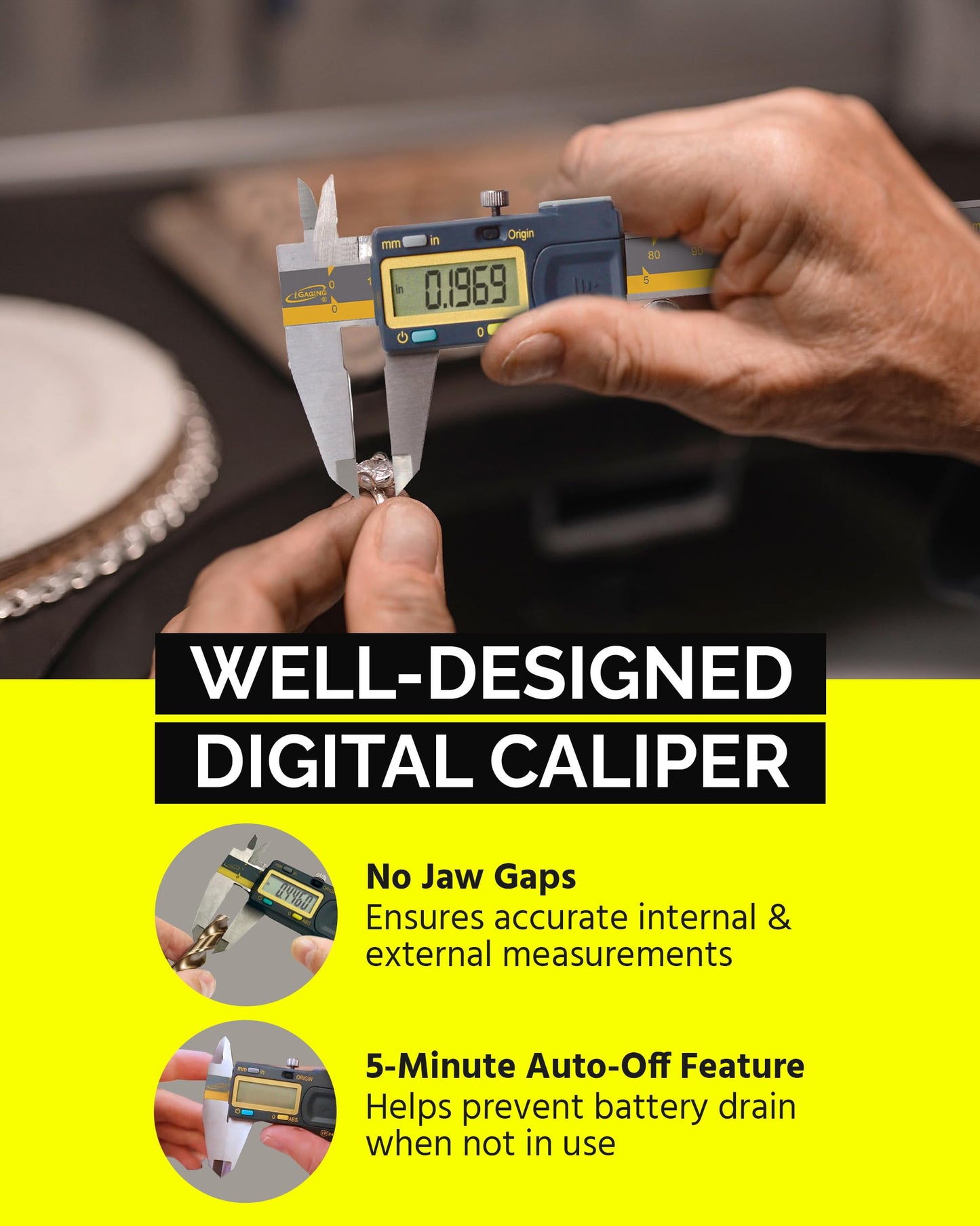 iGAGING Absolute Origin Heavy Duty 24" Digital Caliper, IP54 Electronic, SPC/USB Output Port, Inch & Metric Modes, Case, Manual, Battery