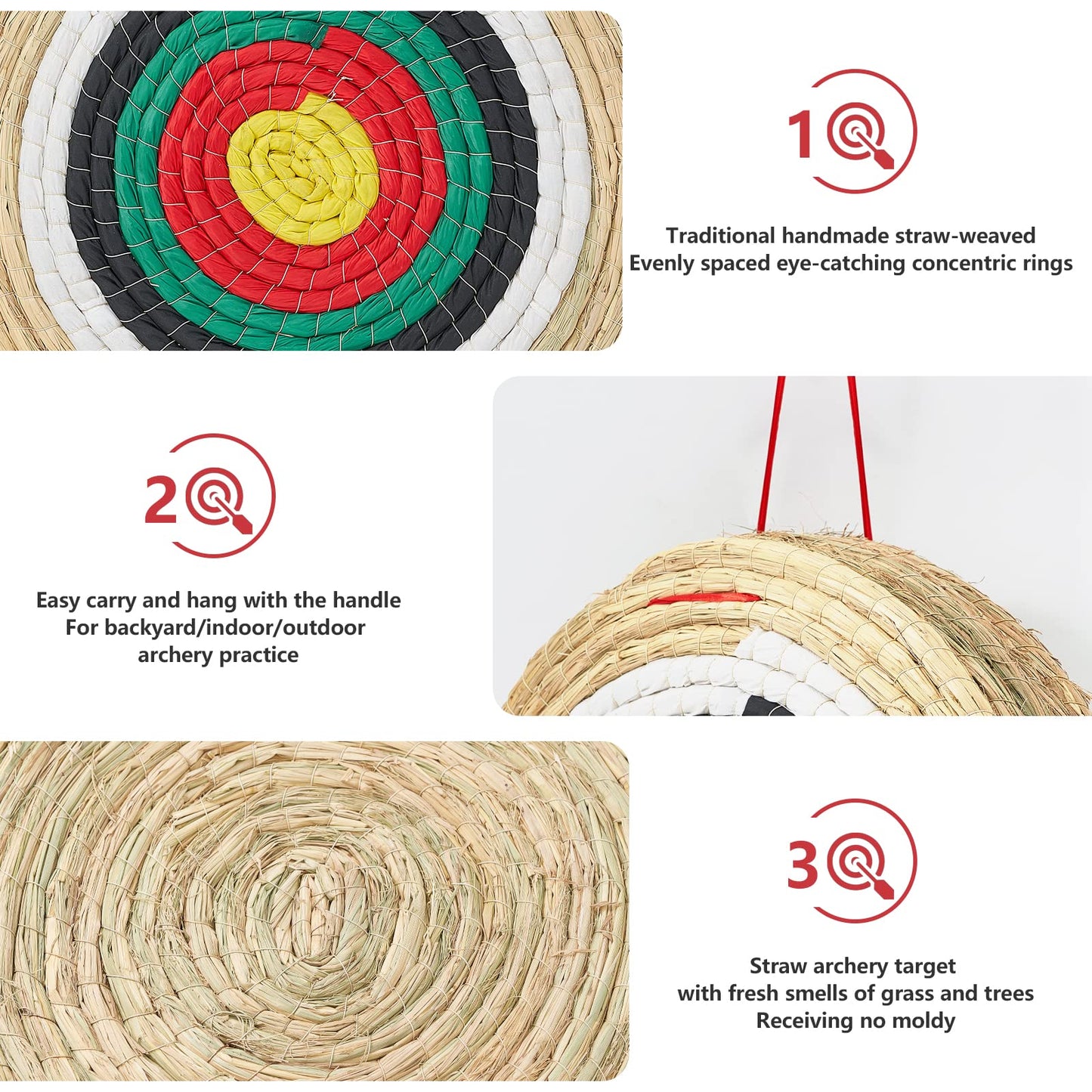 Swatlo Archery Target 20Inch Round Straw Archery Targets for Backyard, Traditional Hand-Made Crossbow Target, Bow Targets Archery (7 Layer Green)