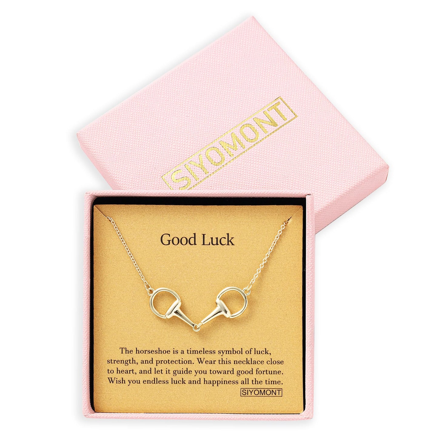 SIYOMONT Horse Necklace 14K Gold Plated Snaffle Bit Snaffle Bit Pendant Necklace Jewelry Gift for Women(G)