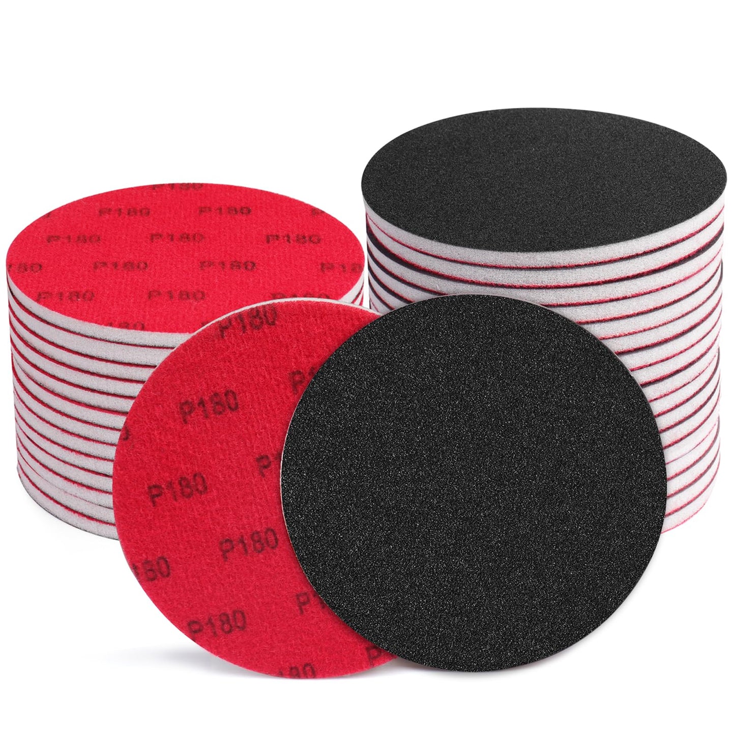 Shineboc 18Pcs 5 Inch Hook and Loop Sanding Sponge Discs 180 Grit Wet Dry Sanding Pads, Foam Sandpaper for Random Orbital Sander, Curved Surface Large-Area Sanding Polishing for Metal Wood Automotive