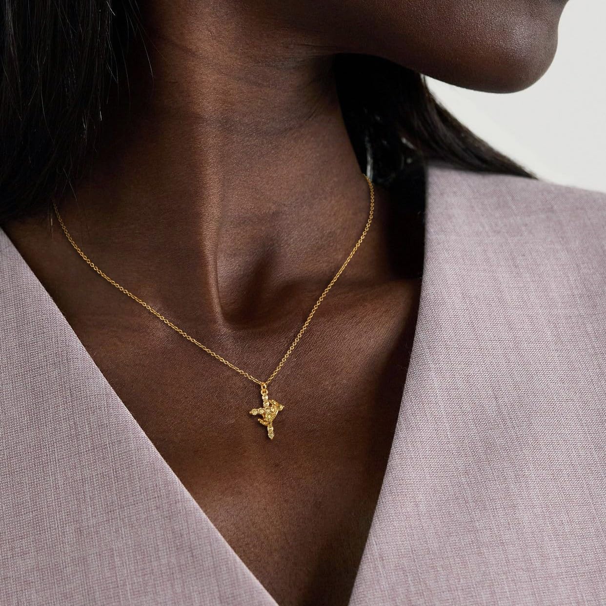 Robaice Birthstone Crown Cross Necklace for Women, Gold-Plated Christian Faith Necklace, Cross Jewelry Gift for Women, November Yellow Citrine Gift