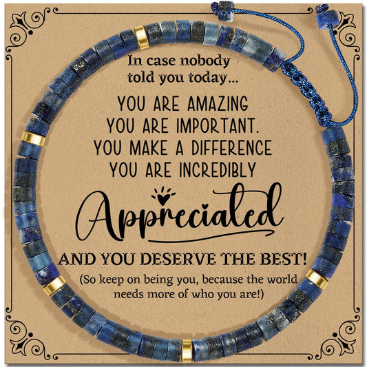 ZOKCC Thank You Gifts Bracelets for Women - Healing Natural Stone Bracelets - Inspirational Appreciation Thank You Gifts for Coworkers Teacher Boss Nurse Employee Friend Farewell