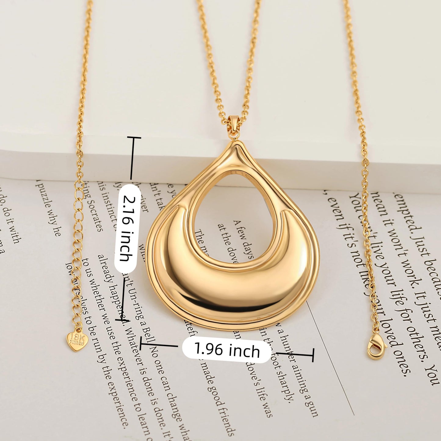 PERNNLA PEARL Long Gold Pendant Necklace for Women Open Statement Design Dainty Chain for Birthday Holiday Gift Jewelry