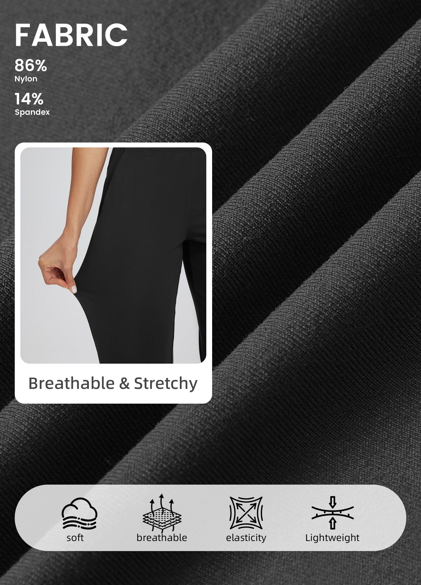 Libin Women's Pants with 4 Pockets Golf Pants 25''High Waisted Stretchy Ankle Pant for Travel Casual Athletic Busniess Work Black 2XL
