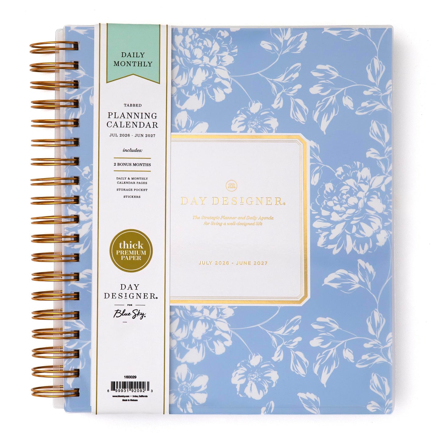 Blue Sky Day Designer 2026-2027 Daily and Monthly Academic Year Planner Calendar, July 2026 - June 2027, 8" x 10", Flexible Cover, Laminated Tabs, Storage Pocket, Includes Stickers, Annabel