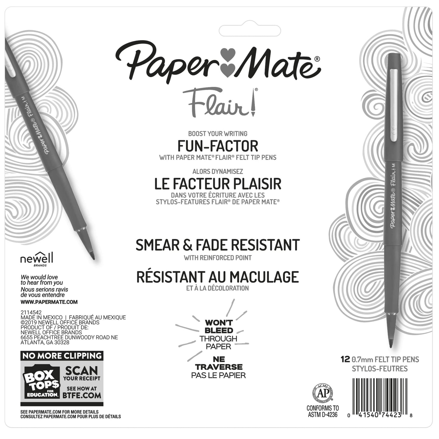 Paper Mate Flair Felt Tip Pens, Medium Point (0.7mm), 12 Count - For Arts & Crafts, Note-Taking, Journaling, School Supplies for Teachers & Students