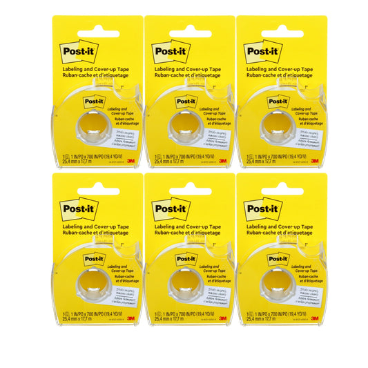 Post-it : Removable Cover-Up Tape, Non-Refillable, 1" x 700" roll -:- Sold as 6 Packs of - 1 - / - Total of 6 Each
