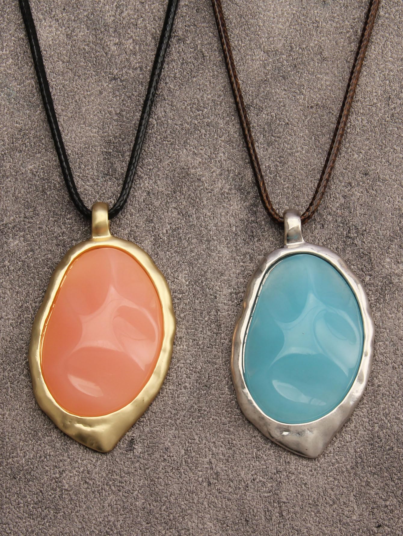 joymiao Leather Choker Necklaces for Women Long Necklaces Trendy Natural Stone Necklace Bohemian Pendant Boho Style Jewelry