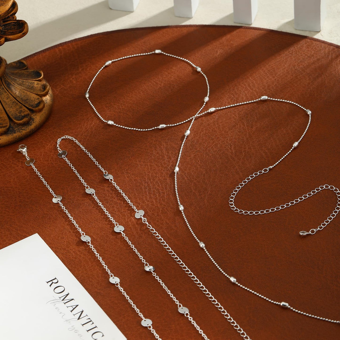 Kyerlyn Waist Chains for Women 14K Silver Plated 2Pcs Layered Coin Balls Belly Belt Body Adjustable Bikini Waterproof Body Jewelry Daily Chain Belts Jewelry Gifts