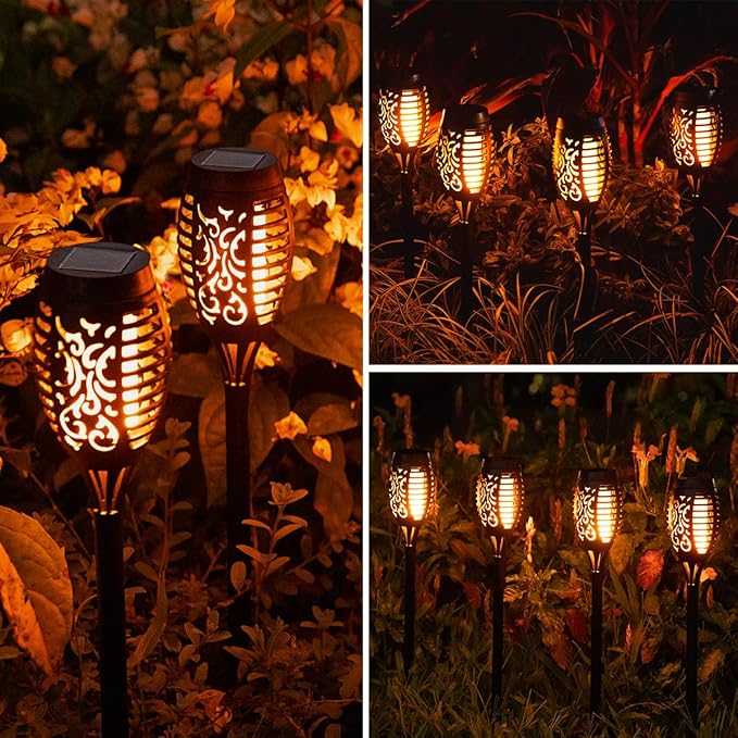 10Pack Solar Lights Outdoor, Solar Torch Lights Outdoor Flickering Flame for Outside Decorations, Waterproof Garden Light Solar Powered , Torches Flame Light for Outside Yard Patio Lawn Garden Decor