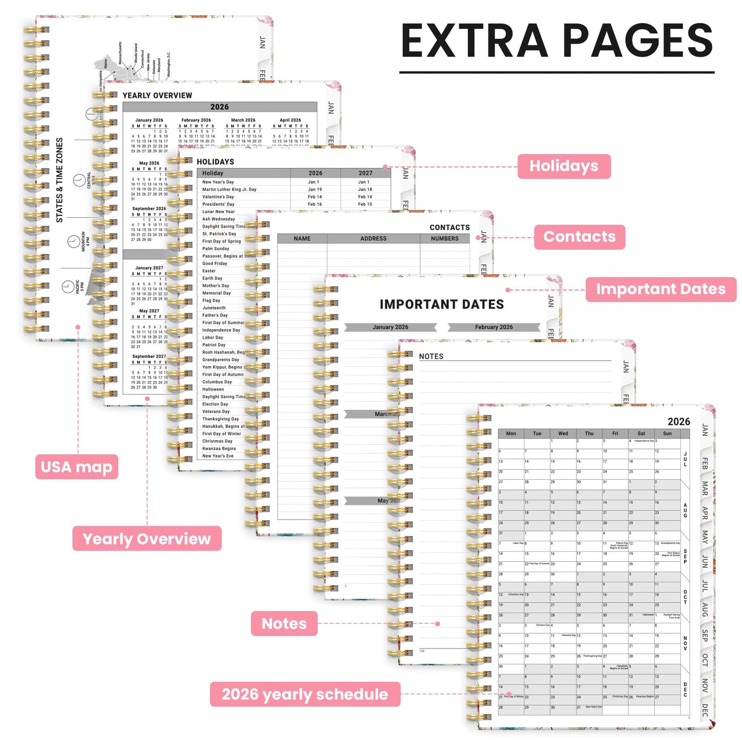 2026 Appointment Book Planner, Quarter-Hourly, Weekly & Monthly Appointment Planner (January 2026 - December 2026), 8.5"x11" Schedule Book with Flexible Cover & Tabs, Perfect for Office School Supplies - Wildflowers