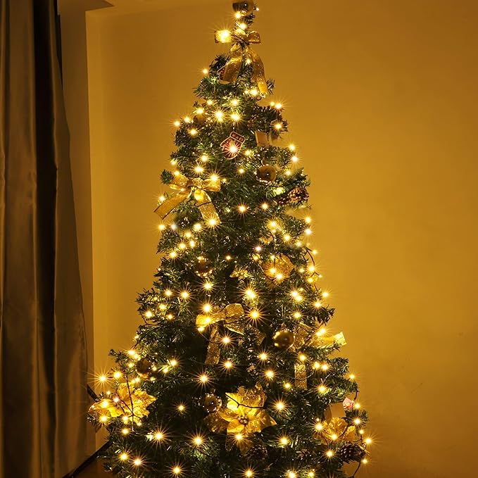 PMS 100-1000 LED Christmas Lights, Low Voltage Fairy String Lights with 8 Modes, Ideal for Xmax Tree, Garden, Home, Party, Halloween Festival Deco (Warm White, 200 LEDs)