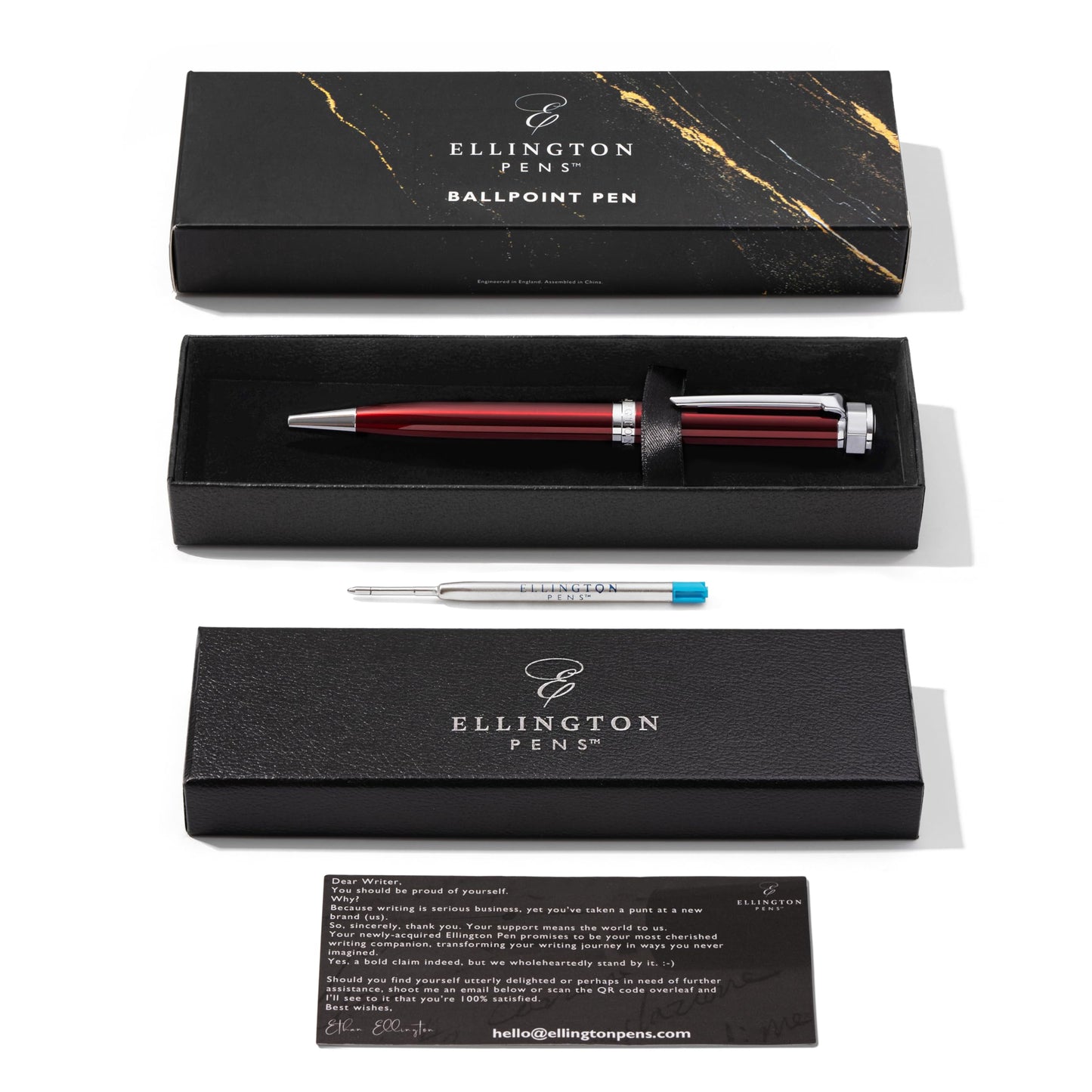 Ellington Pens Luxury Ballpoint Pen – Premium Quality, Smooth Writing Experience, Elegant Design, Includes 2 Ink Refills (Black & Blue) – Ideal for Professionals and Gift Giving