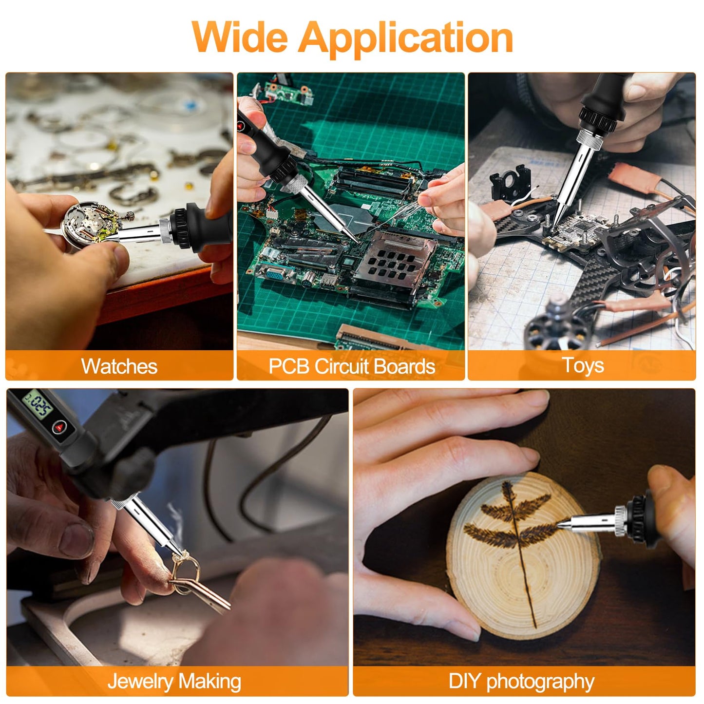 Soldering Iron Kit 80W LCD Adjustable Temperature 180-520℃ Solder Kit Electronics 13 in 1 Welding Tools with ON/OFF Switch, Solder Wire, Flux, 5 Soldering Tips, Desoldering Pump, Stand, Tweezers