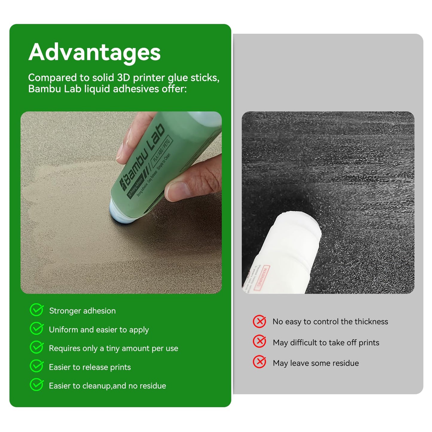 ENOMAKER Bamboo Lab 3D Printer Bed Adhesive,3D Print Glue for Hot Bed,Avoid Warping for Printing ABS,PLA,PETG,TPU on Various Build Plate with Stronger Adhesion,No Residue, Durable than Glue Stick-60ml