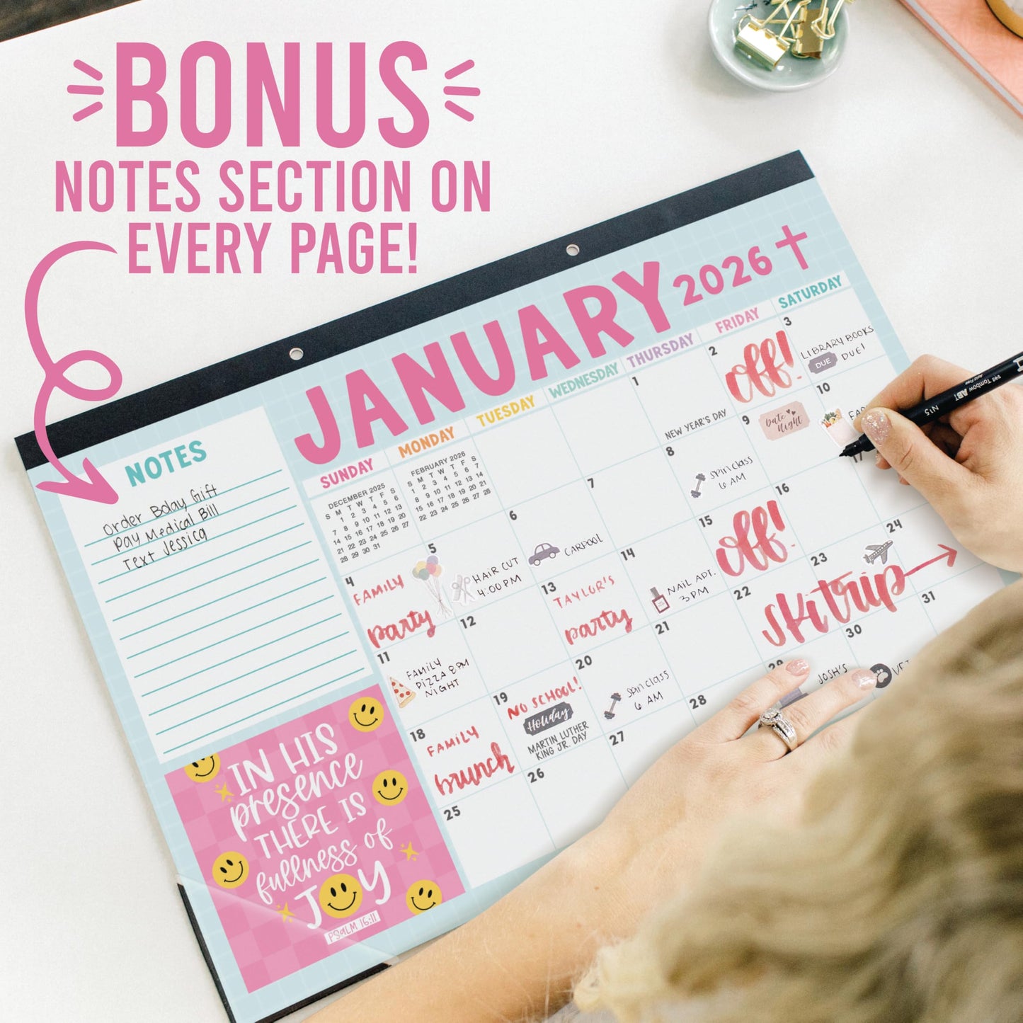 Hadley Designs Large Teacher Desk Calendar 2026-2027 - Desktop Calendar 2026, 18-Month Desk Calendars for Home, Office & Classroom, Cute Classroom Must Haves, Teacher Appreciation Gifts