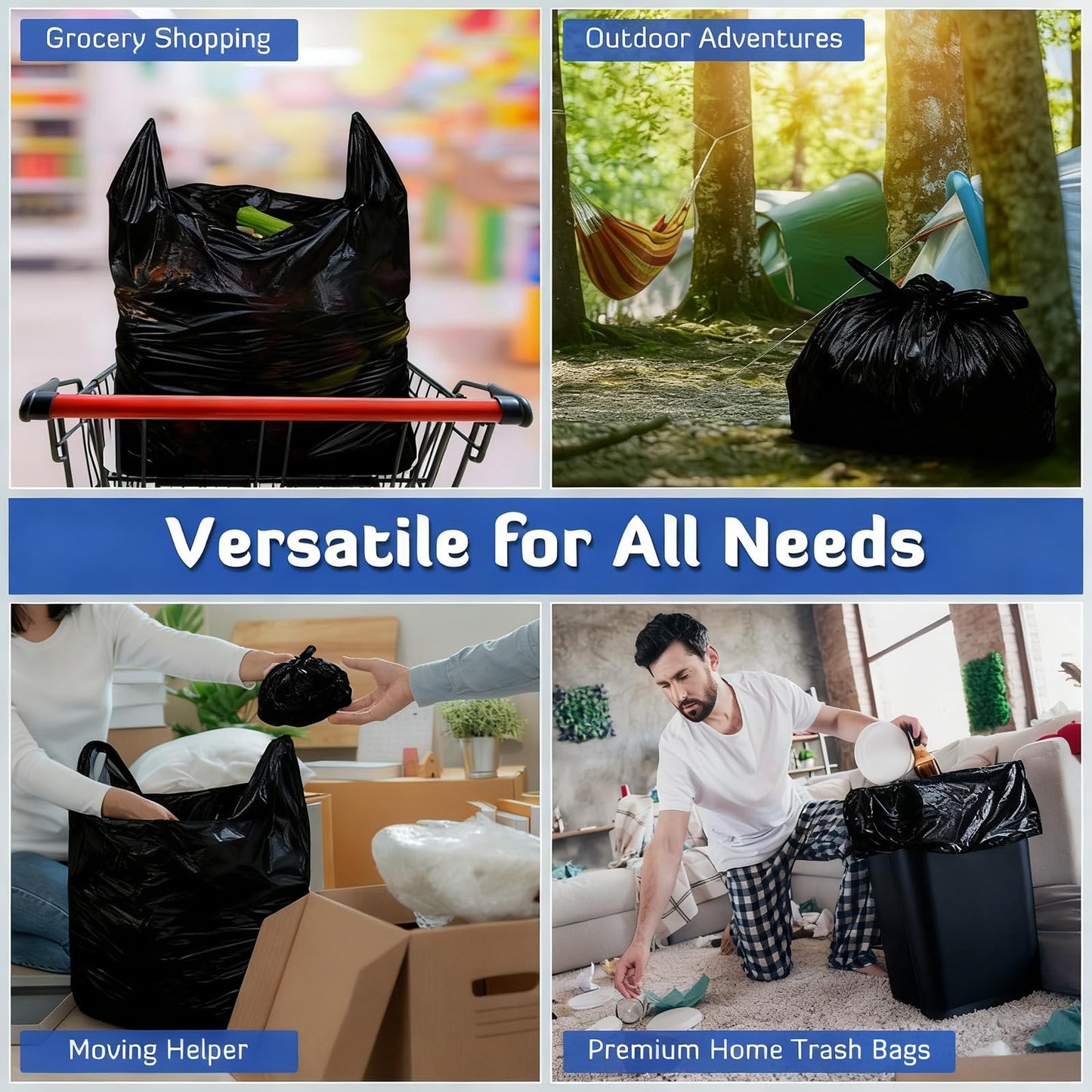 AmazingSpark 100 Pack Extra Large Plastic Shopping Bags with Handles, 36'' x 24'' x 8'', Reusable Heavy Duty T-shirt Bags Bulk with Handles for Grocery Restaurant, Retail, Business(Fits 30 Gallon)
