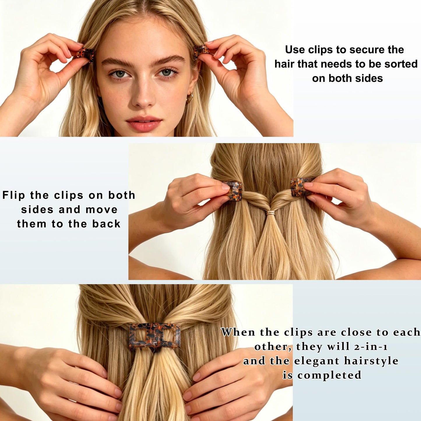 4Pcs Magnetic Hair Clips for Women, Strong Hold No-Slip Styling Clips, Seamless 2-in-1 Design for Thick or Thin Hair, Lightweight Flat Claw Clips No Crease for Salon or Daily Use