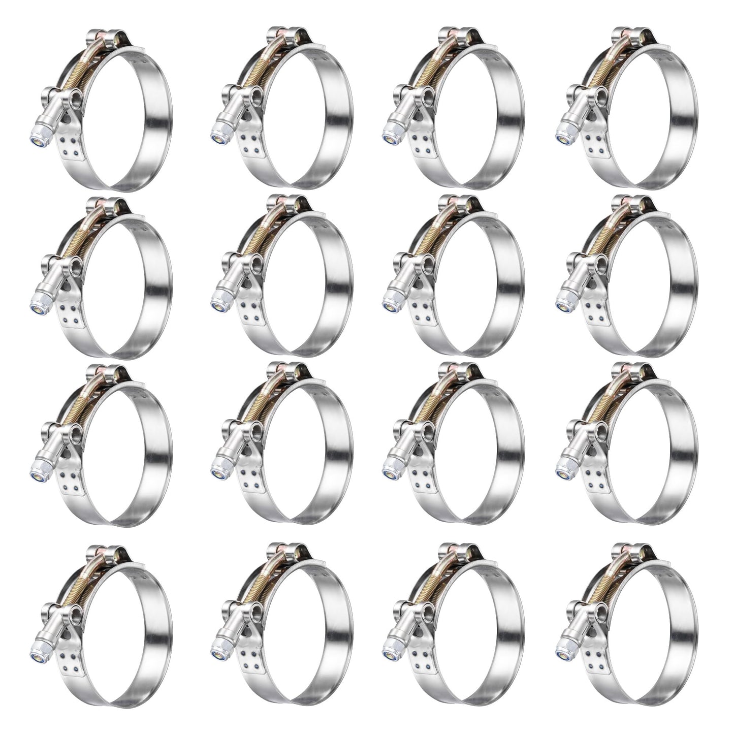 SEKSUALA 16Pack 1" T Bolt Hose Clamps - 304 Stainless Steel Turbo Intake Clamp for Turbo Tubes, Intercooler Pipes, Heavy Duty Radiator Hose Clamps Adjustable Range 34mm-40mm for 1" Hose ID