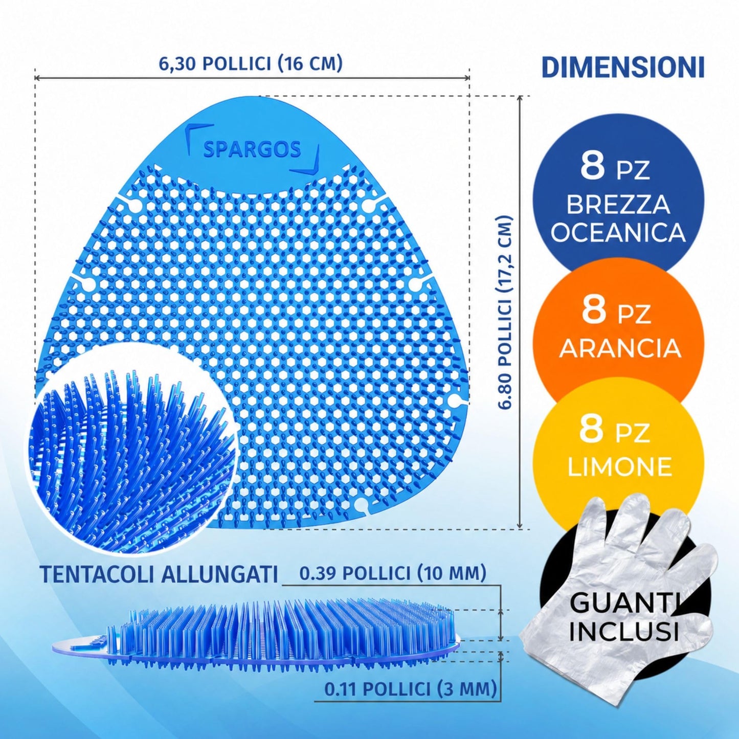 Urinal Screen Deodorizer (24 Pack) Urinal Cakes Fresh 3d Wave Anti-Splash Odor protection for Toilets in Bathroom Office Stadiums Schools with Free Gloves - 8 pcs Blue 8 pcs Yellow 8 pcs Orange