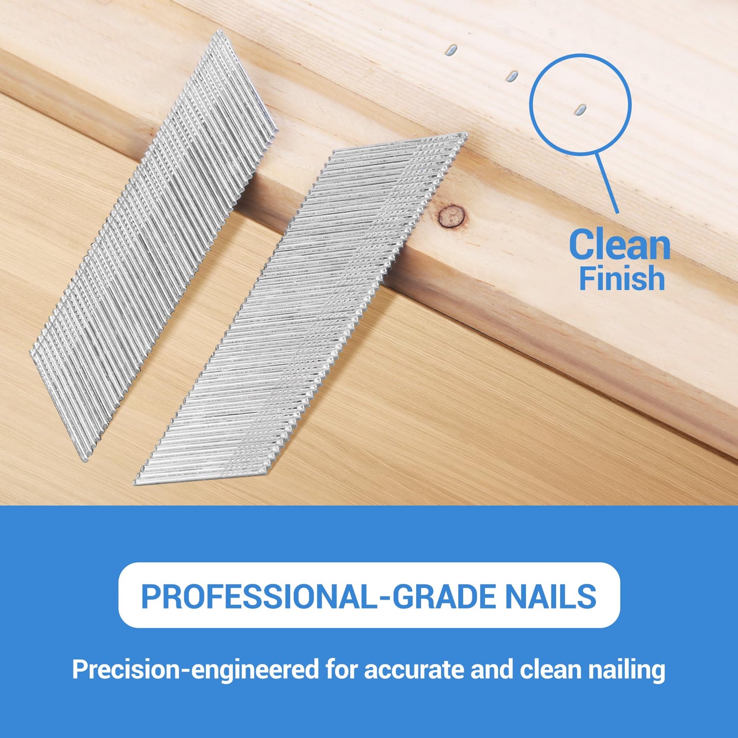 meite 15 Gauge Angled Finish Nails, 1-1/4-Inch 34 Degree Galvanized Finishing Nails for Nailer Guns - Perfect for Window Trim, Cabinet Building and Other DIY Projects (2,000 Counts)