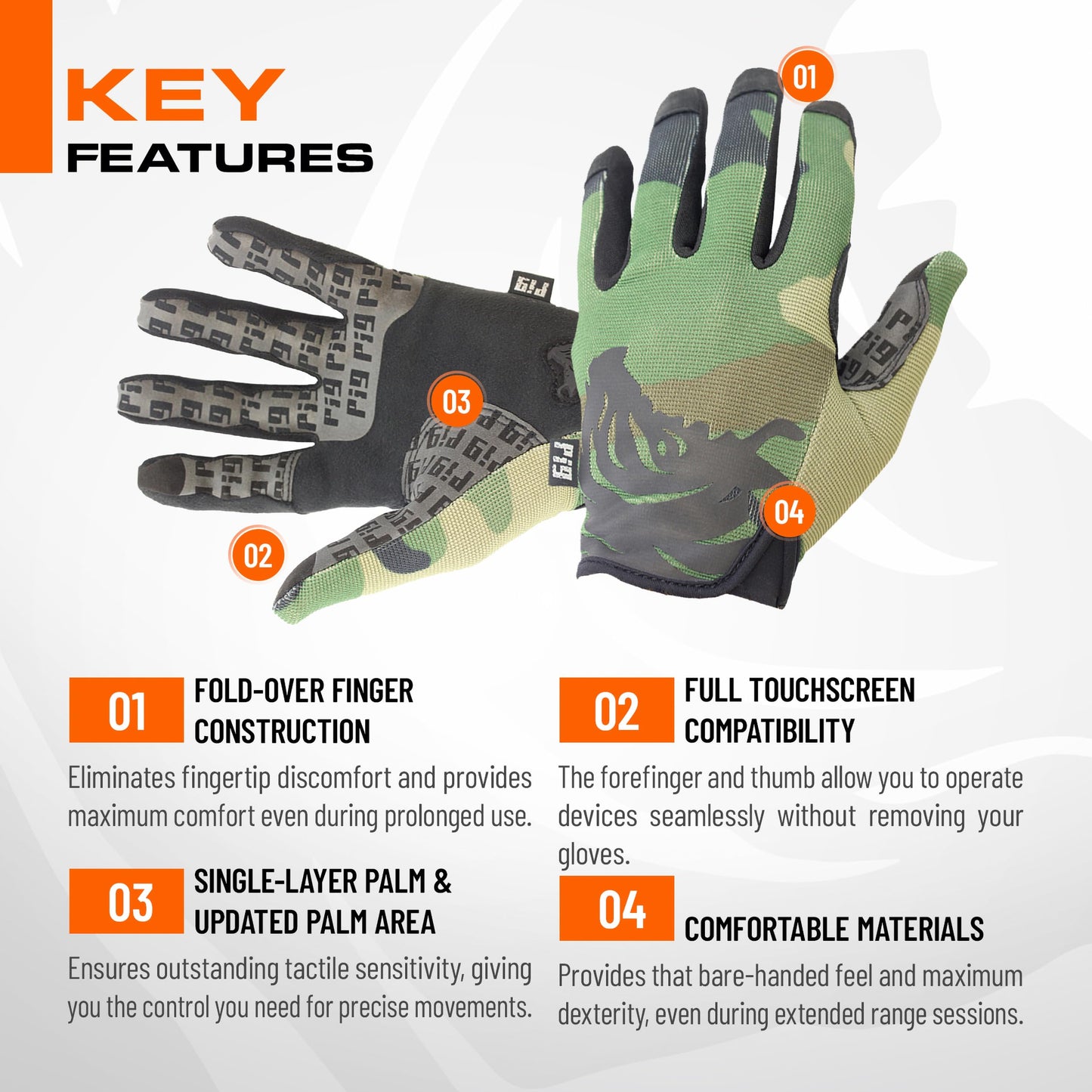 PIG (FDT Delta Utility Gloves, 1 Pair, Woodland, X-Large