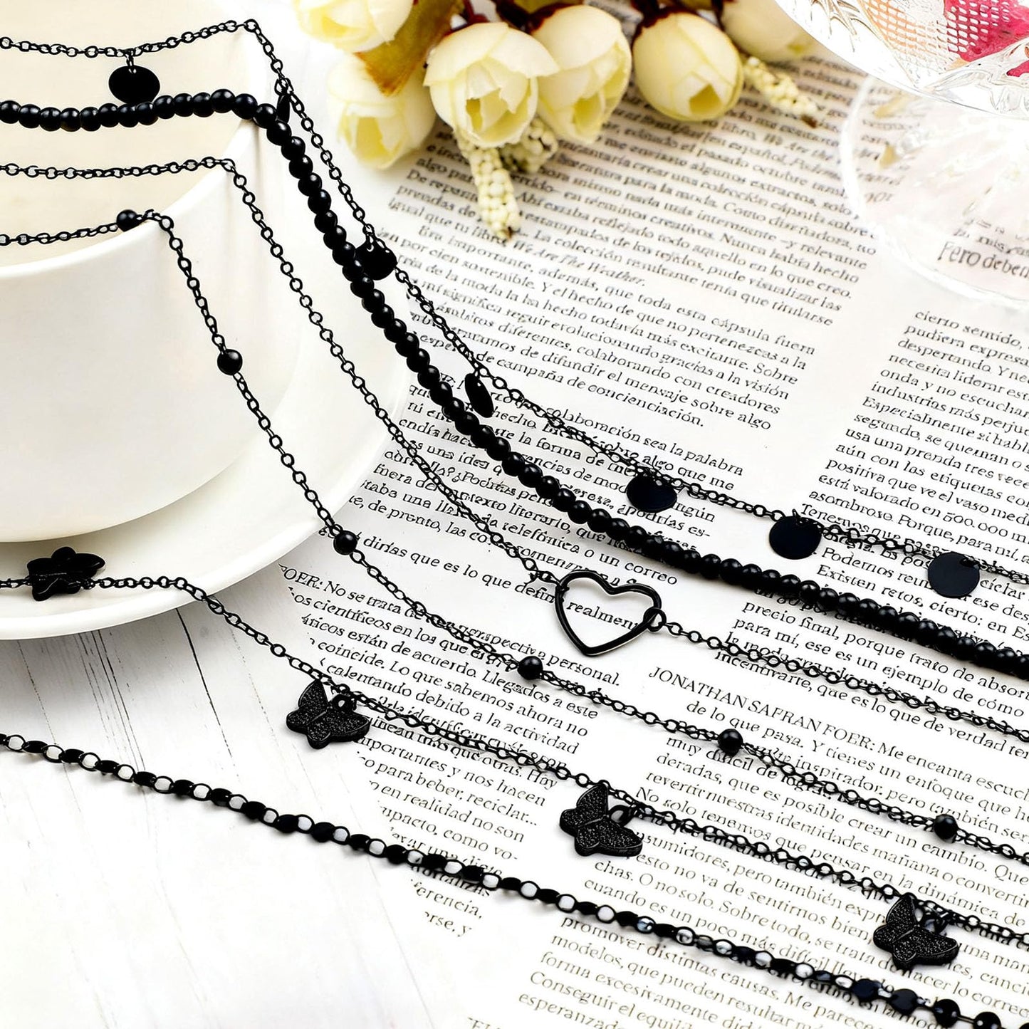 Lenwen 10 Pcs Summer Beach Belly Chain Adjustable Waist Multi Layered Chain Waist Jewelry for Women Girls Multilayer Body(Stylish Style,Black)