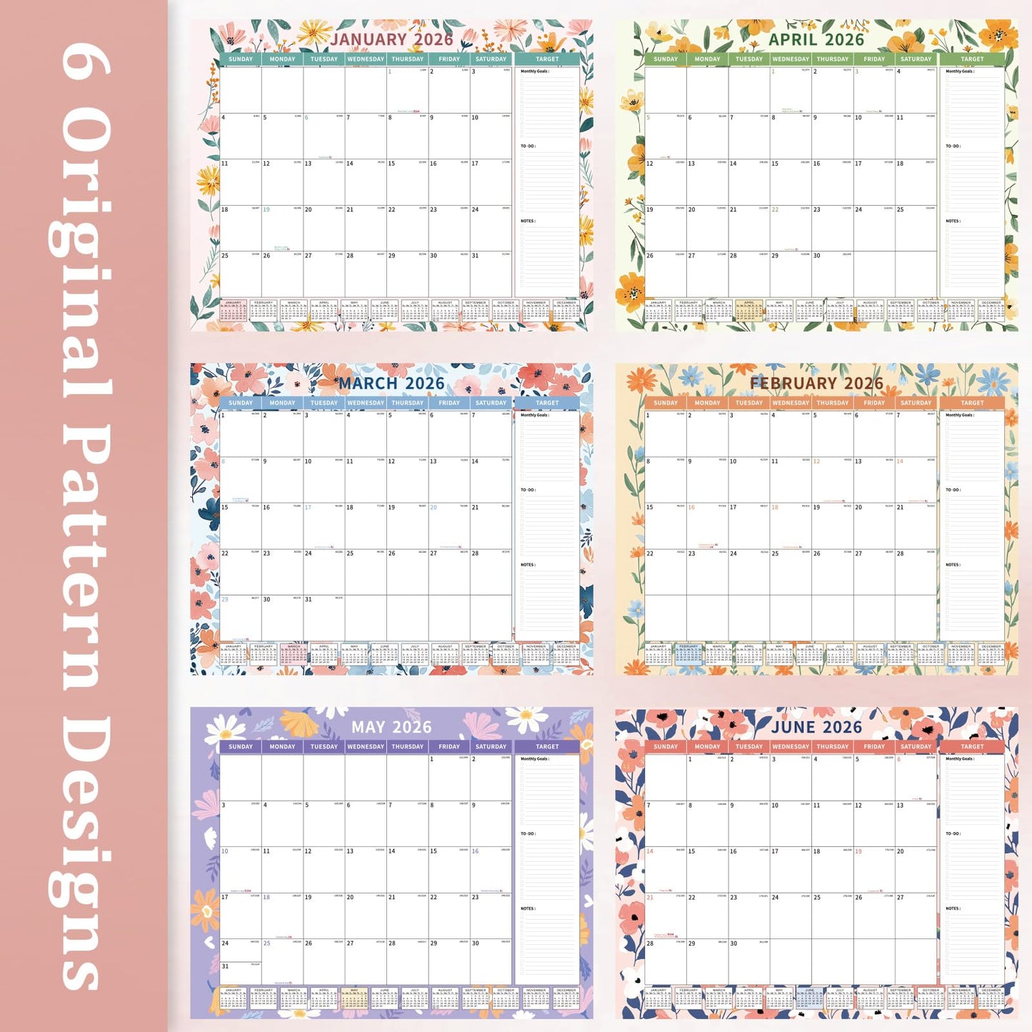 Ospelelf Desk Calendar 2026-2027 Large 22"x17" Monthly Family Office Planner Pad with Protective Cover 18 Months January 2026 - June 2027 Ditsy Floral
