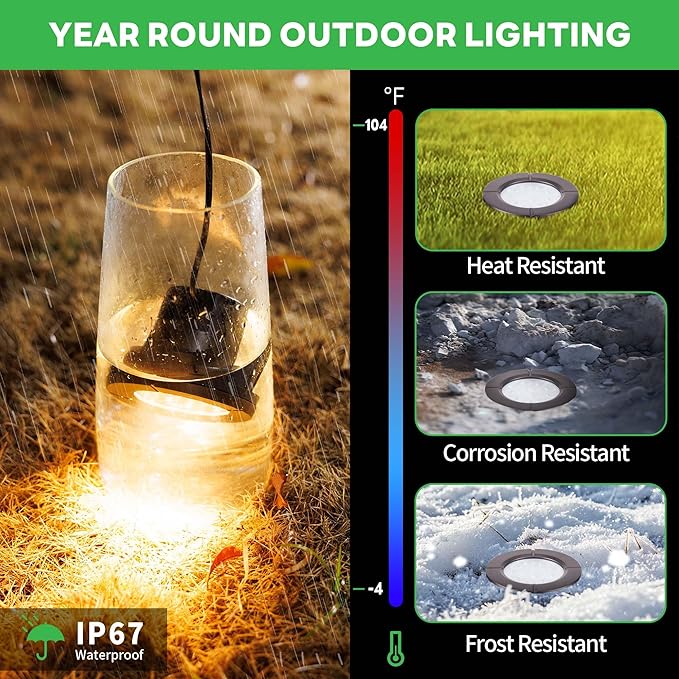 LED Well Light, In Ground Landscape Lights Low Voltage Outdoor, 12V IP67 Waterproof, Bright Wired Aluminum ORB for Patio Pathway Lawn 6W 580LM 4 Pack