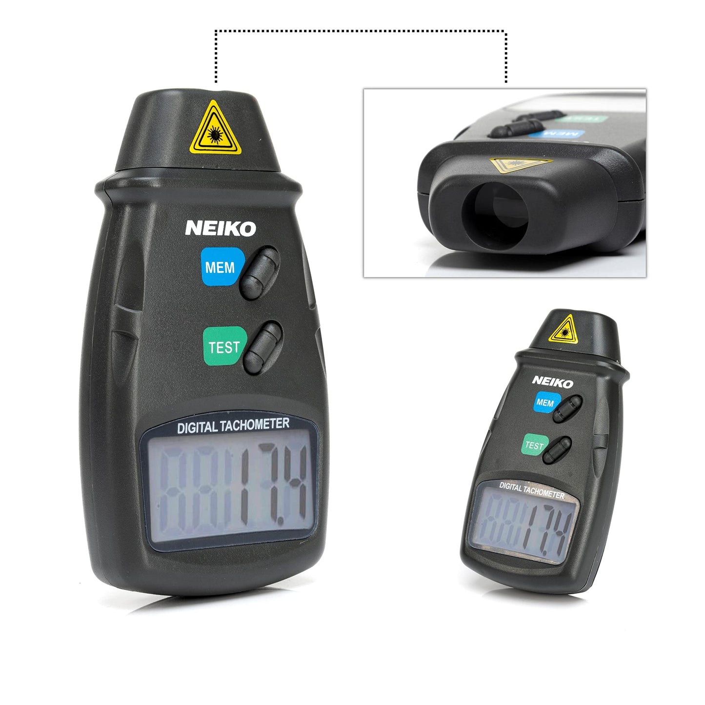 NEIKO 20713A Digital Tachometer, Noncontact Laser Photo Sensor with 2.5 to 99,999 RPM Accuracy, RPM Gauge Marker with Batteries Included