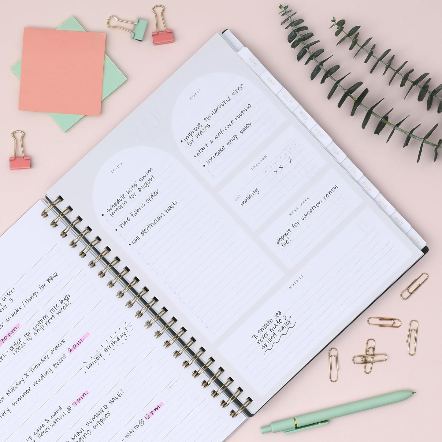Blue Sky Life Note It 2026-2027 Academic Year Weekly and Monthly Planner, July 2026 - June 2027, 8.5” x 11”, Flexible Cover, Laminated Tabs, Wirebound, Storage Pocket, Hannah