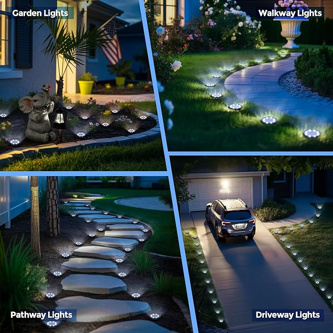 SOLPEX Mini Solar Ground Lights, 20 Pack Solar Lights Outdoor Waterproof, Landscape Lighting for Garden Pathway Driveway Walkway (Cool White)