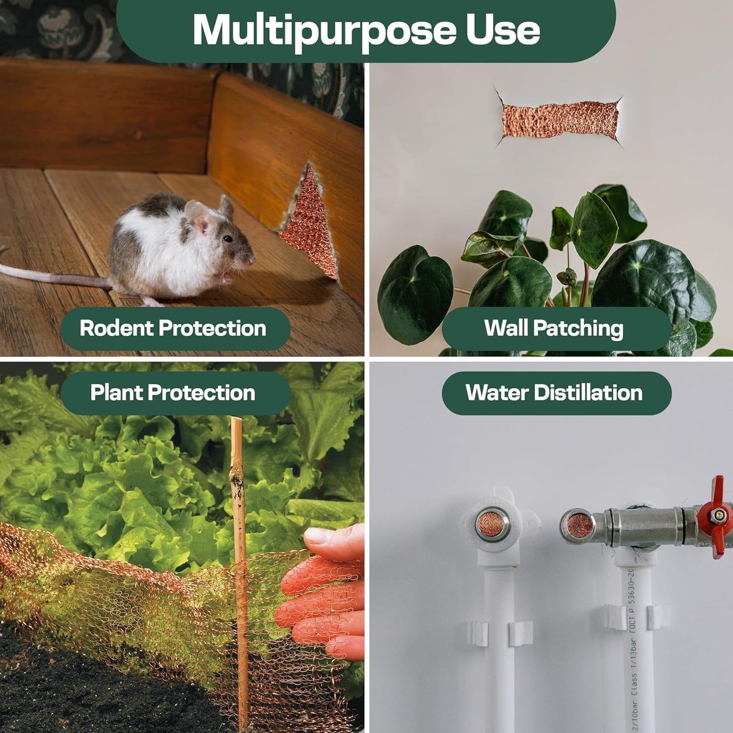 3rd Gen Copper Mesh Rodent Control Kit 5" x 205ft, 100% Premium Copper Wool for Sealing Holes & Water Gaps, Blocks Slugs, Snails, Mice & Pests – with Scissors & Packing Tool