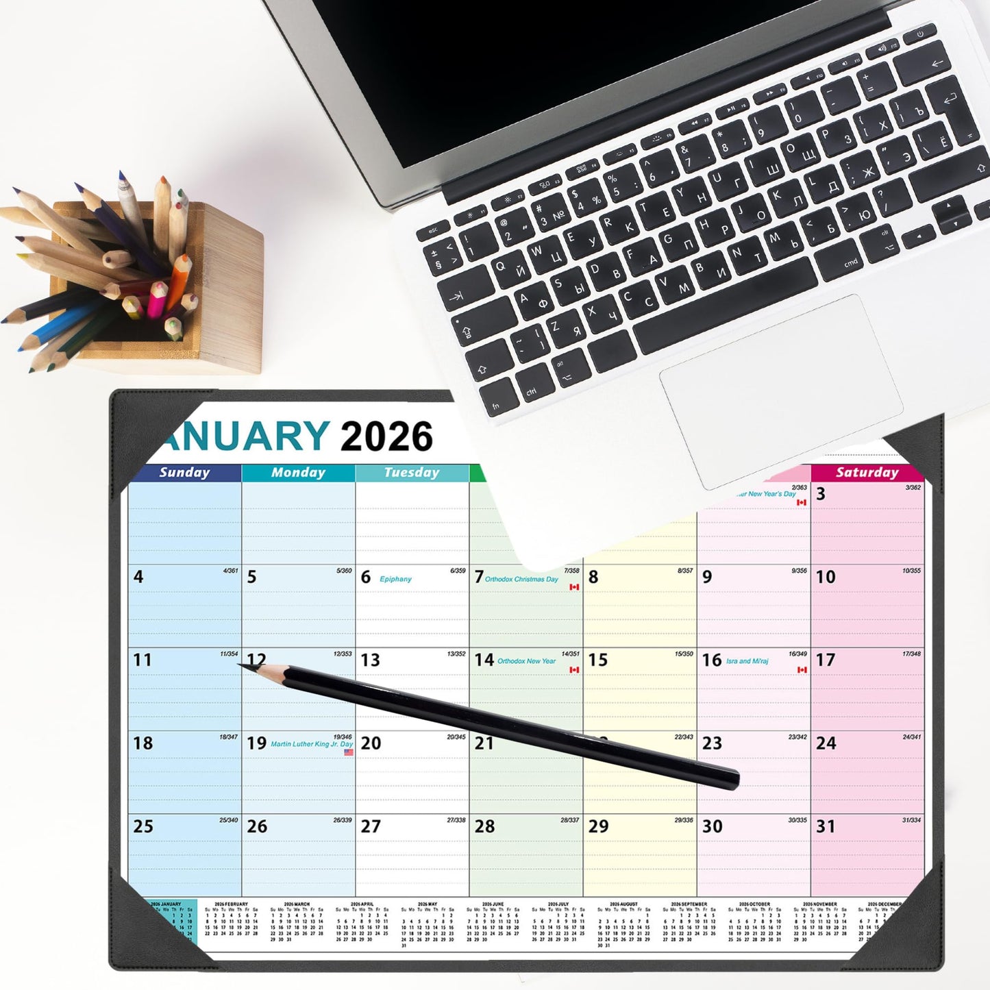 Large Desk Calendar 2026-2027 17'' X 22'' with Desktop Mat, 18 Months Desktop Calendar from JAN 2026 - JUN 2027, Blotter Calendar for Office School Home, Rolled Package