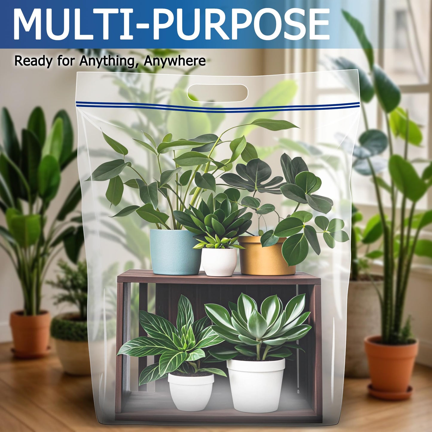 25 Gallon Jumbo Storage Bags, 3.5 Mil Thick Clear Plastic Zipper Bags with Handles, 35" x 24" Extra Large XL Heavy Duty for Home, Travel, and Moving (5 Packs)