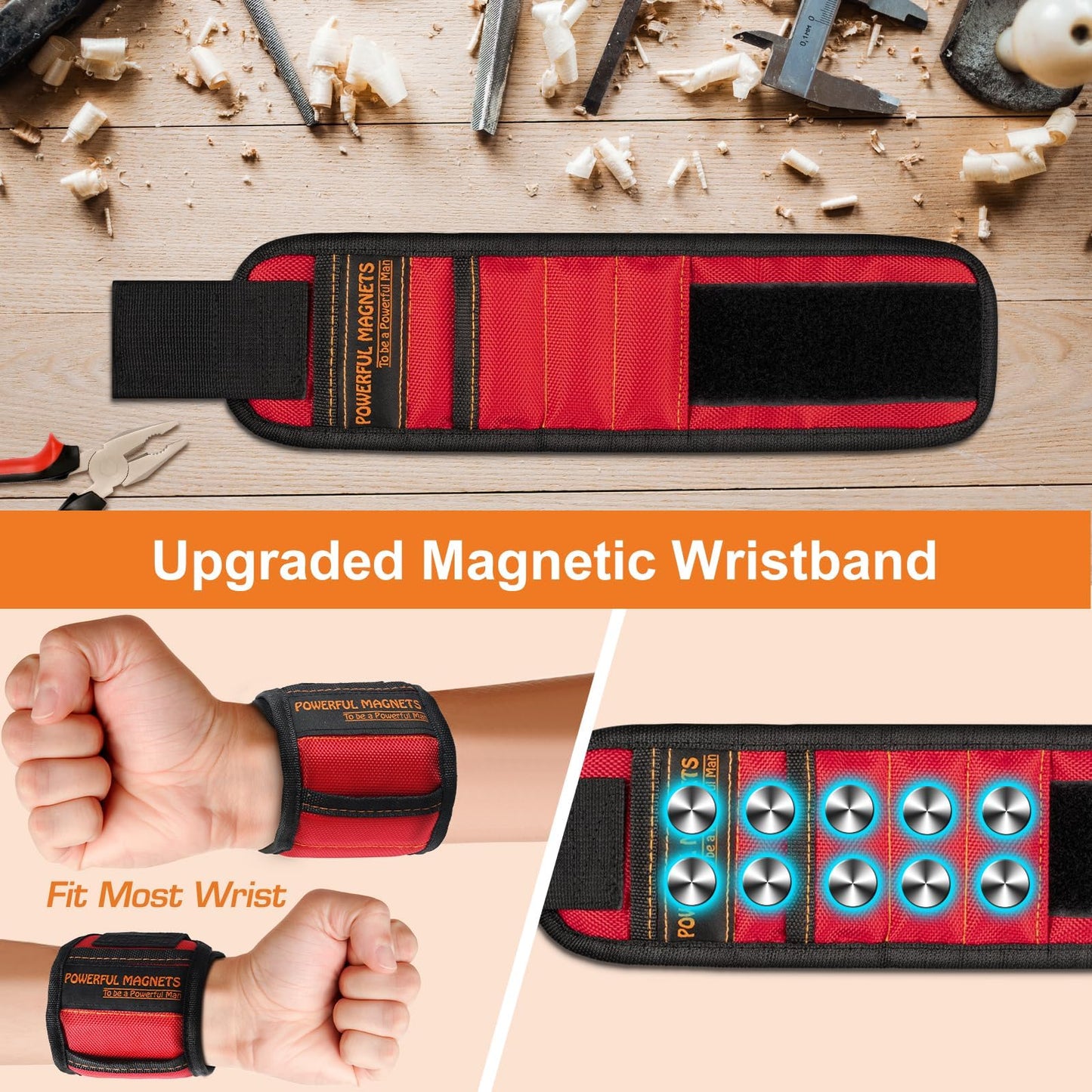 Father Day Gifts from Daughter Wife Son Magnetic Wristband: Men Tool Gifts for Men Him Belt Magnet Wrist for Holding Screws Nails Cool Gadgets Ideas Grandpa Father Day Gifts for Husband Dad Papa