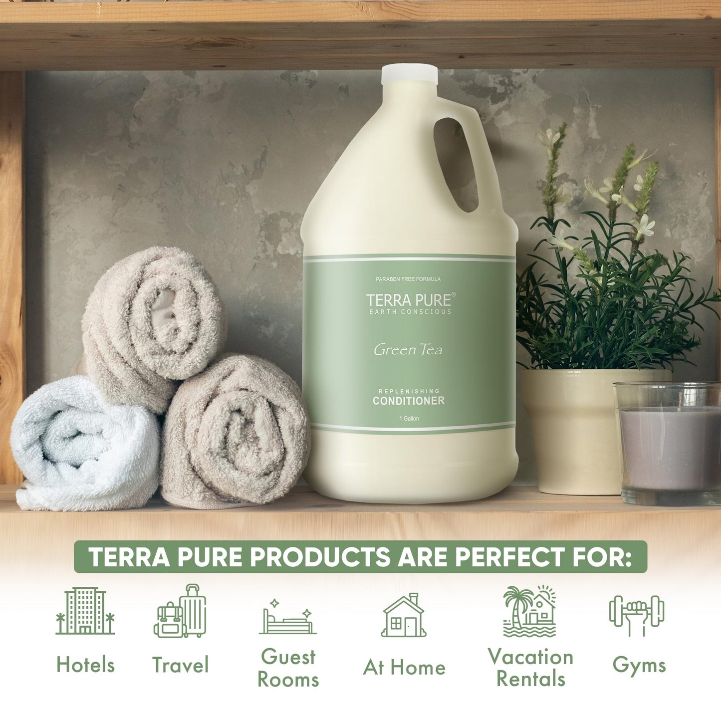 Terra Pure Hotel Conditioner | Four Gallons | Designed to Refill Soap Dispensers (Set of 4)
