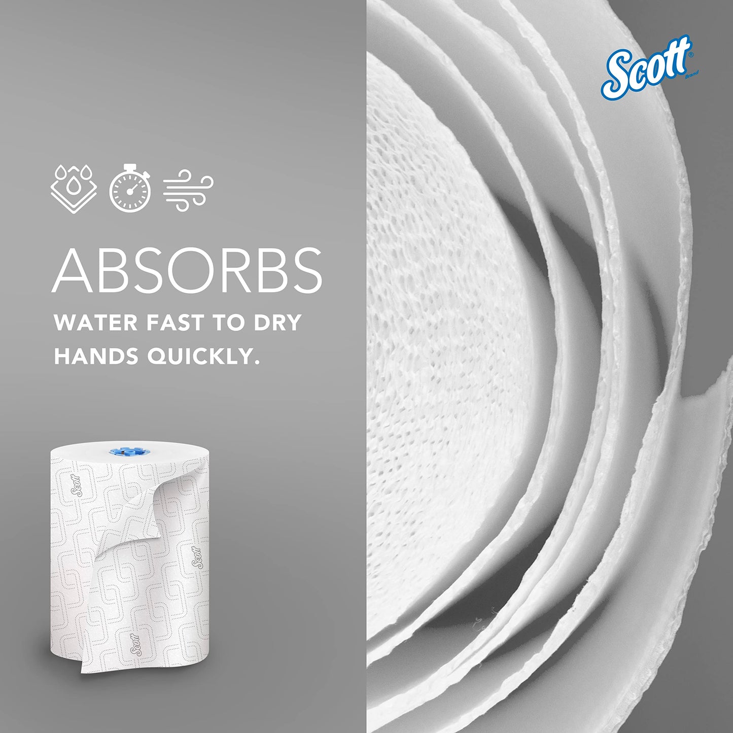 Scott Professional High-Capacity Hard Roll Paper Towels, Bulk (25702), Hardwound, Elevated Design, Absorbency Pockets, White, for ScottBrand Blue Core Dispensers (6 Rolls at 1,150' Each, 6,900'/Case)