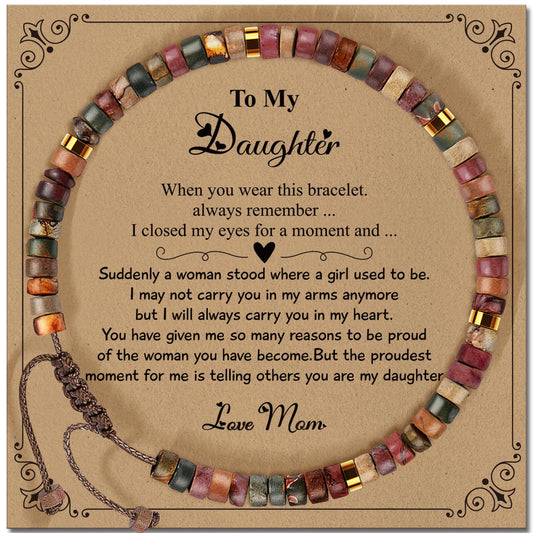 ZOKCC Daughter Bracelets Gifts from Mom Healing Natural Stone Beads Bracelets - Inspirational Valentines Mothers Day Birthday Christmas Gifts for Daughter