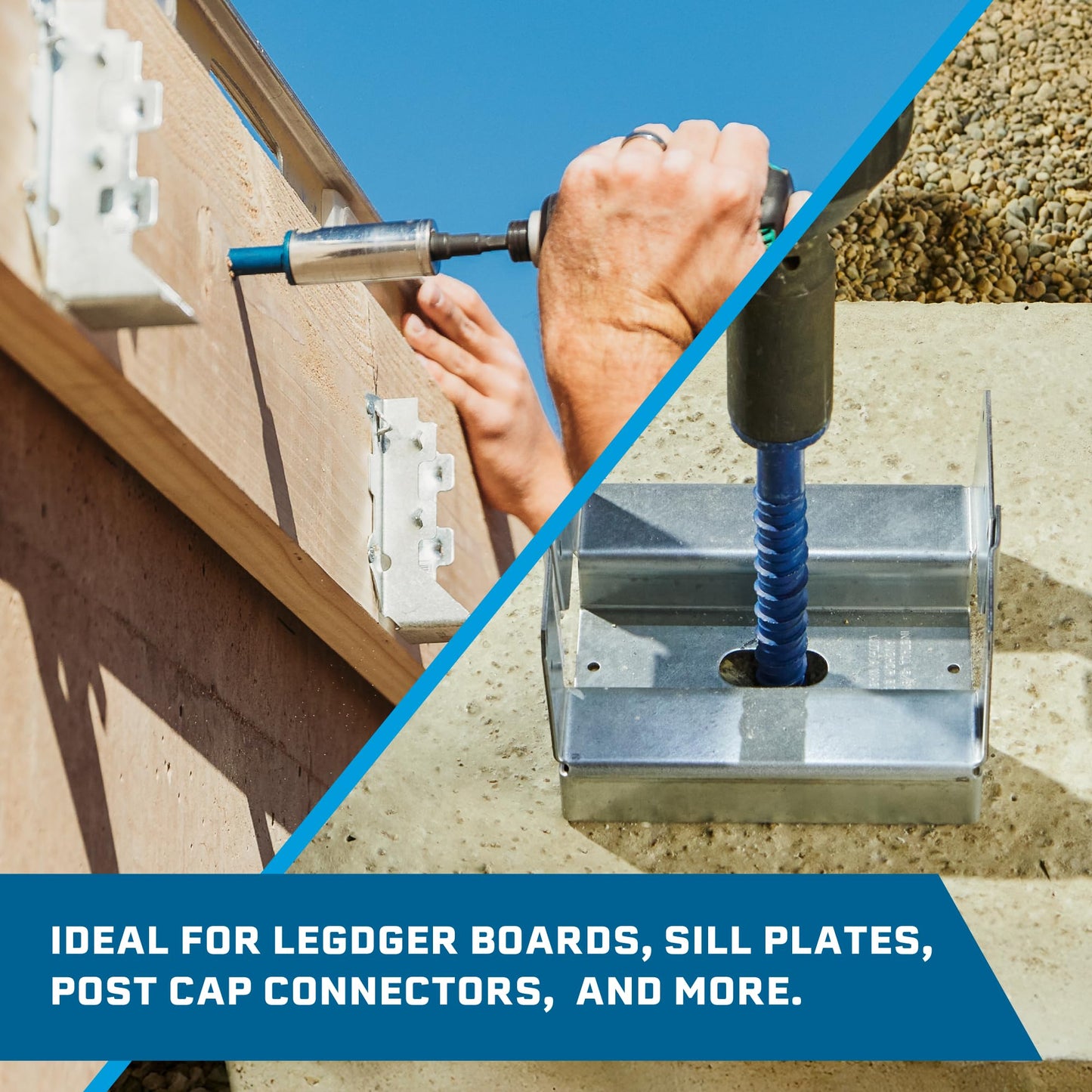 Tapcon+ 1/2 x 5 Inch Heavy-Duty Hex Head Concrete Anchors, 10 PCS, Corrosion Resistant Blue Climaseal™ Coating, Outdoor Rated Use, Concrete Block & Masonry Brick Screws, Drill Bit Sold Separately