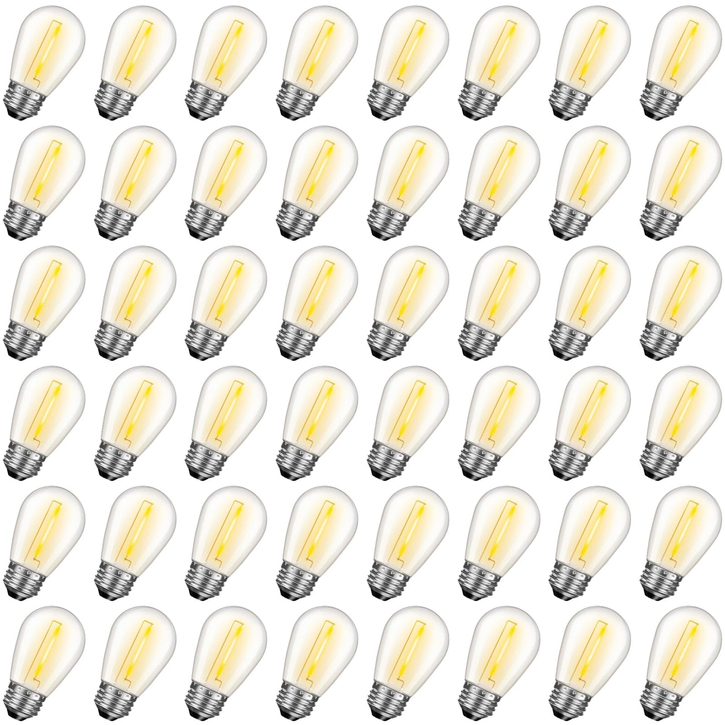 GvvooHome 48 Pack S14 LED Replacement Bulbs for Outdoor String Lights, Shatterproof 1W E26 LED Bulbs, Waterproof Outdoor Light Bulbs for Patio Light, Soft White 2200K